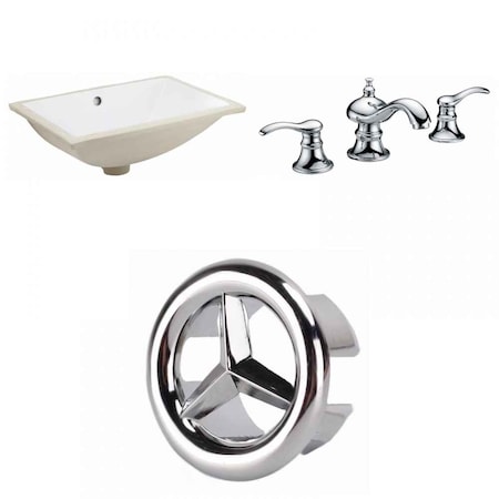 20.75 W Rectangle Undermount Sink Set In White, Chrome Hardware